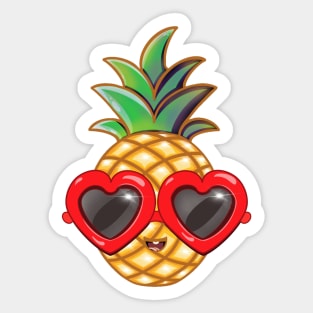 Pineapple Heart-Shaped Sunglasses Sticker